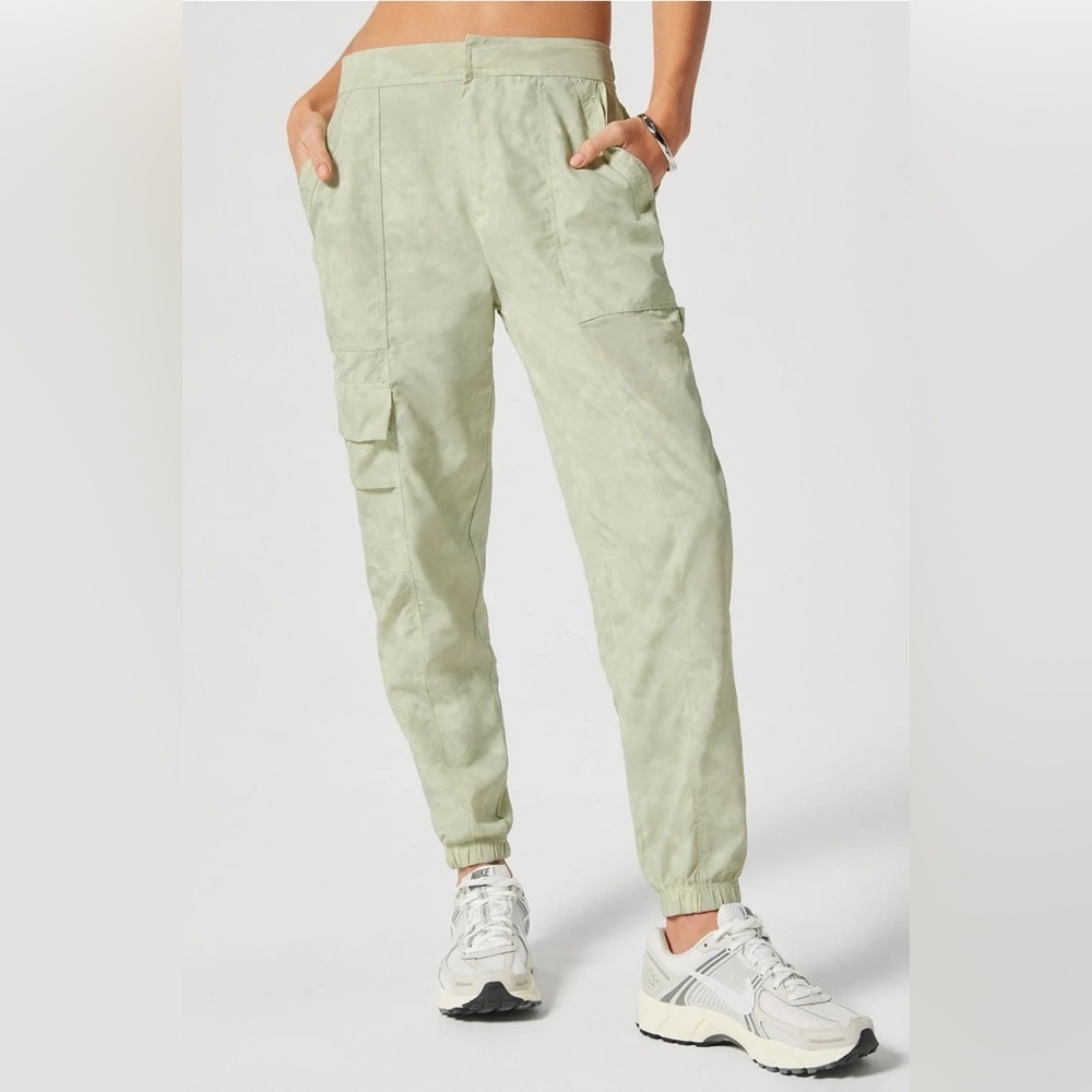 Fabletics Women Large Annie Dried Sage Tie Dye Texture Nylon Cargo Joggers
